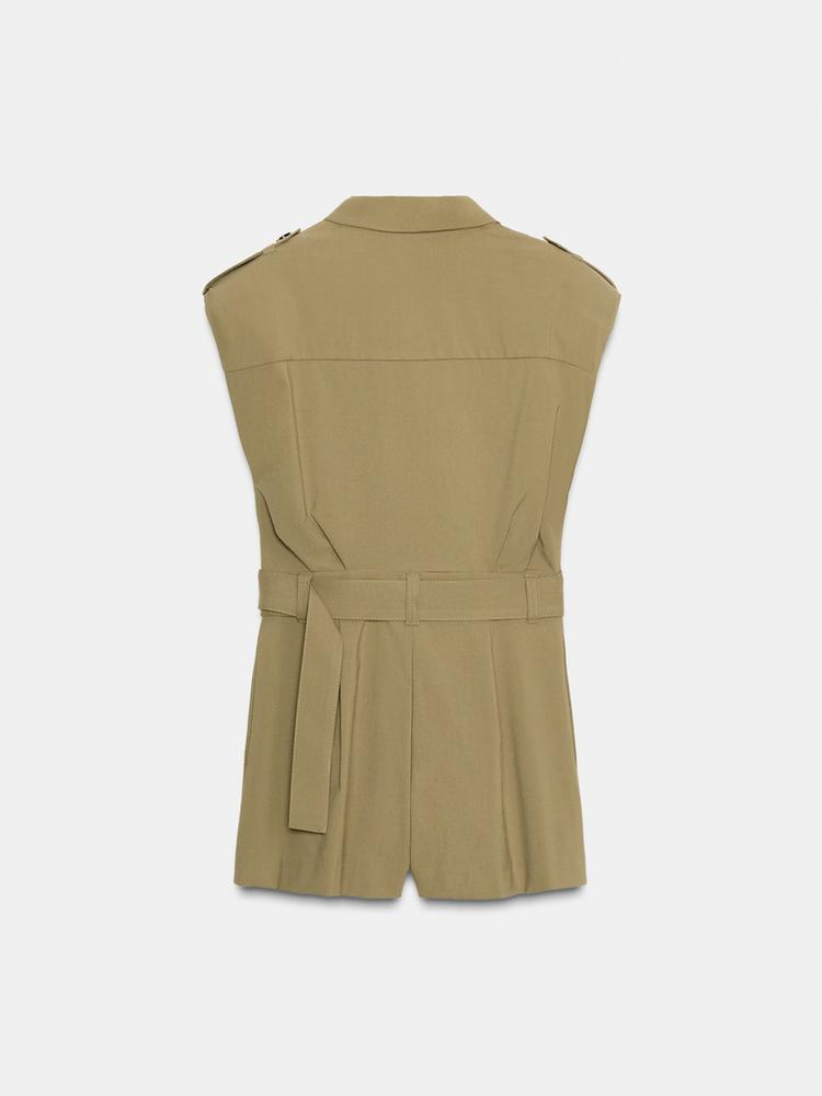 Pad And Belt Short Jumpsuit