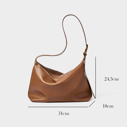 Solid Color Large Capacity Leather Tote Bag