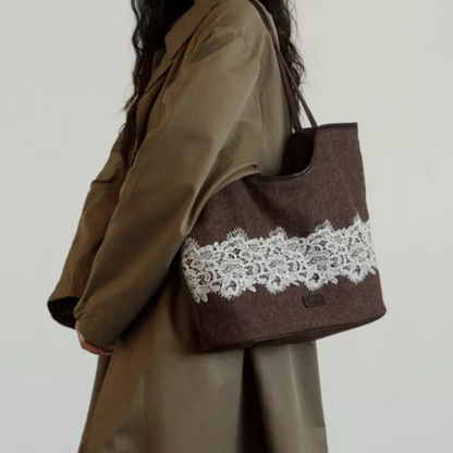 Lace Woolen Tote Bag