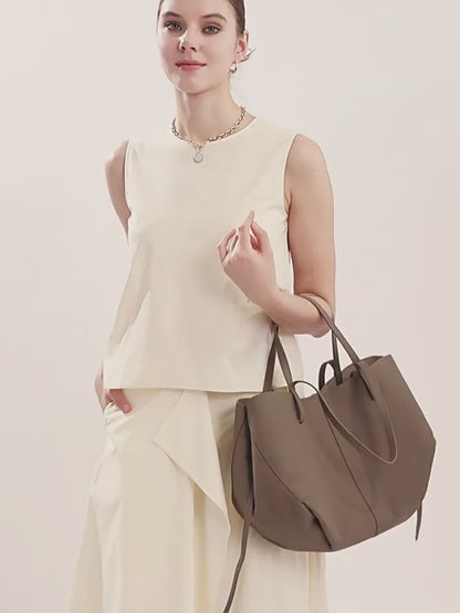 Simple Large Leather Tote Bag for Shopping