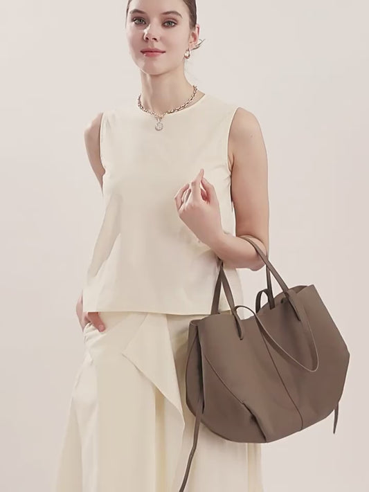 Simple Large Leather Tote Bag for Shopping