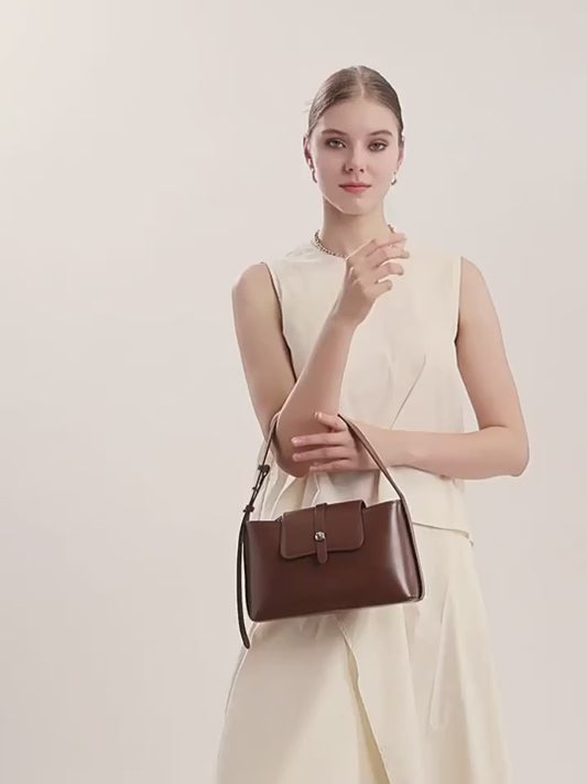 Elegant Versatile Handheld Shoulder Leather Bag